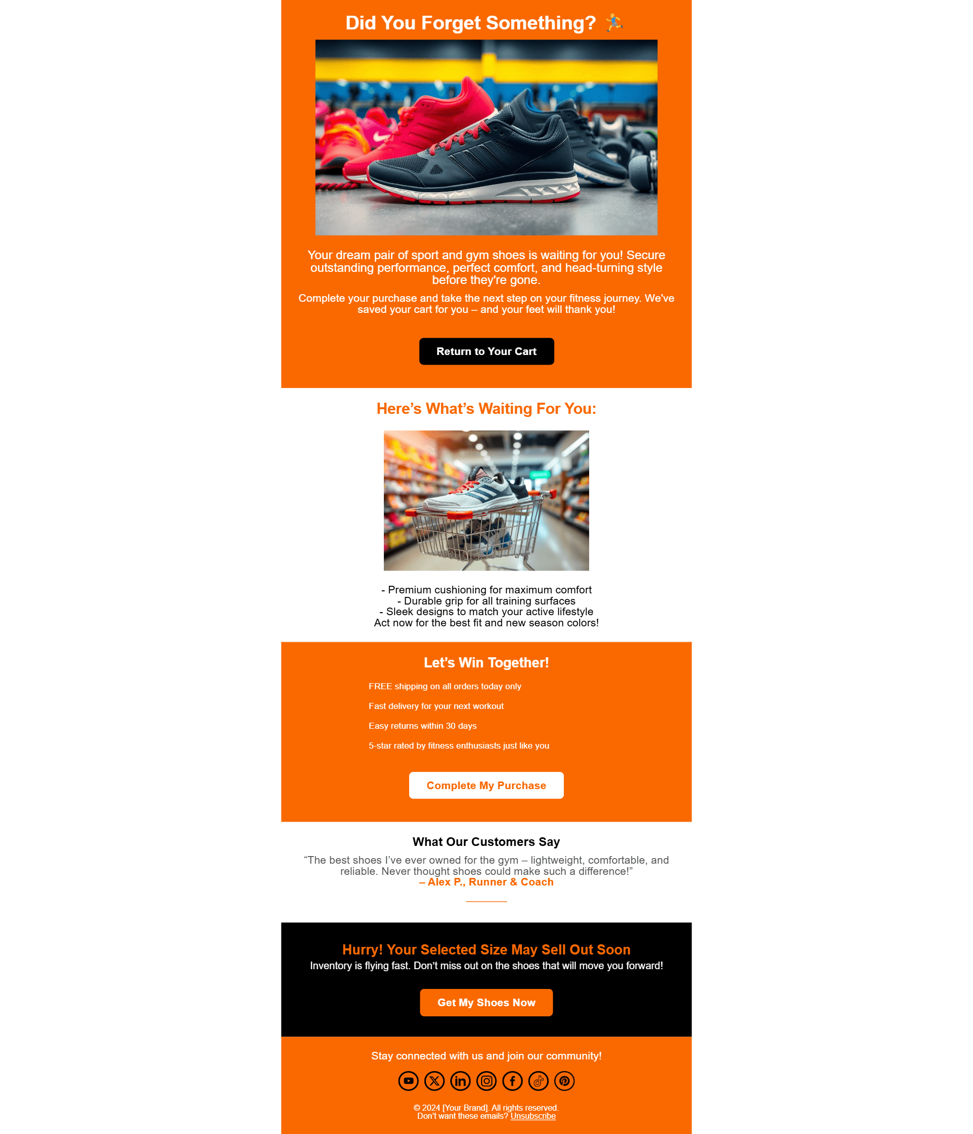 Abandoned cart email