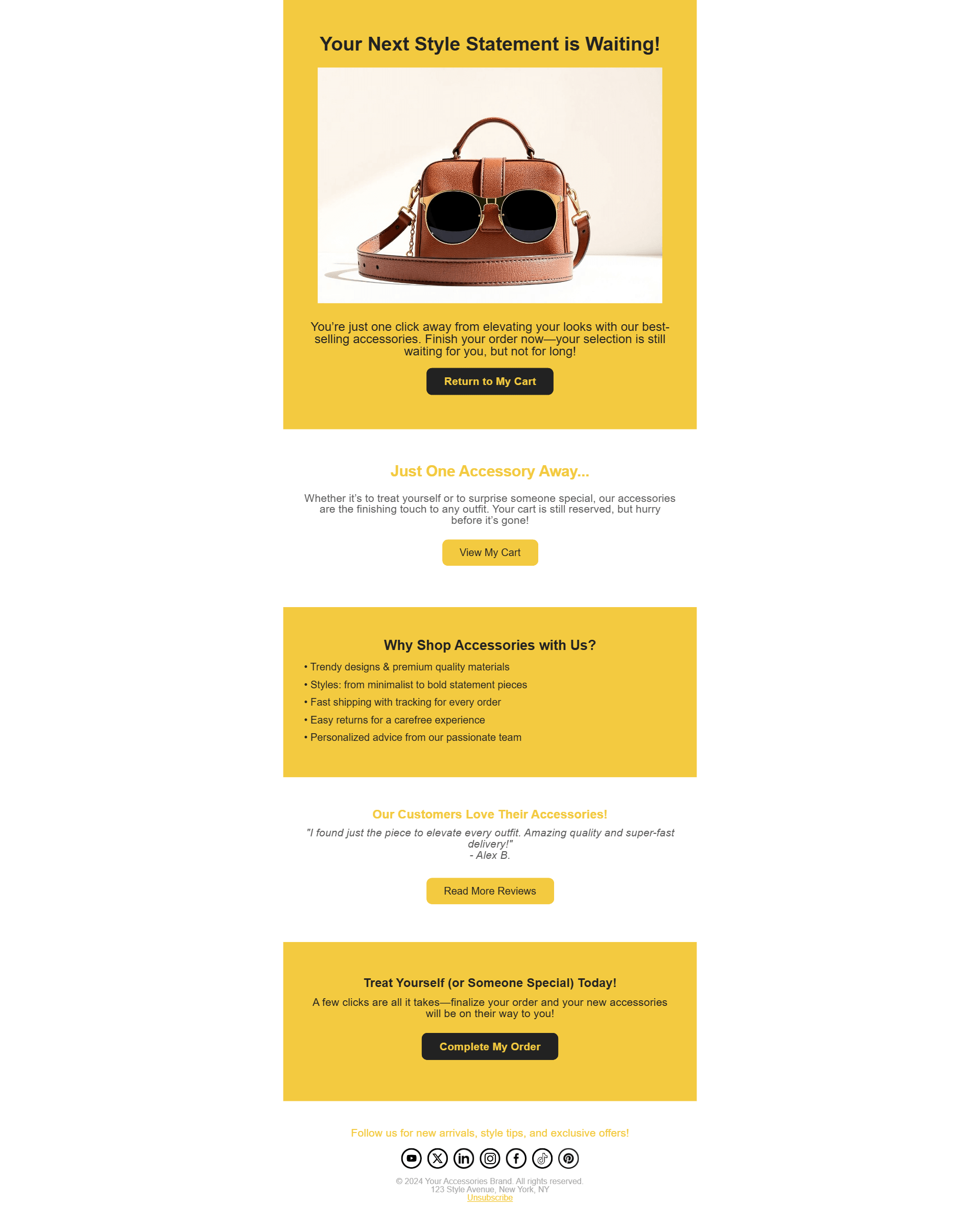 Abandoned cart email