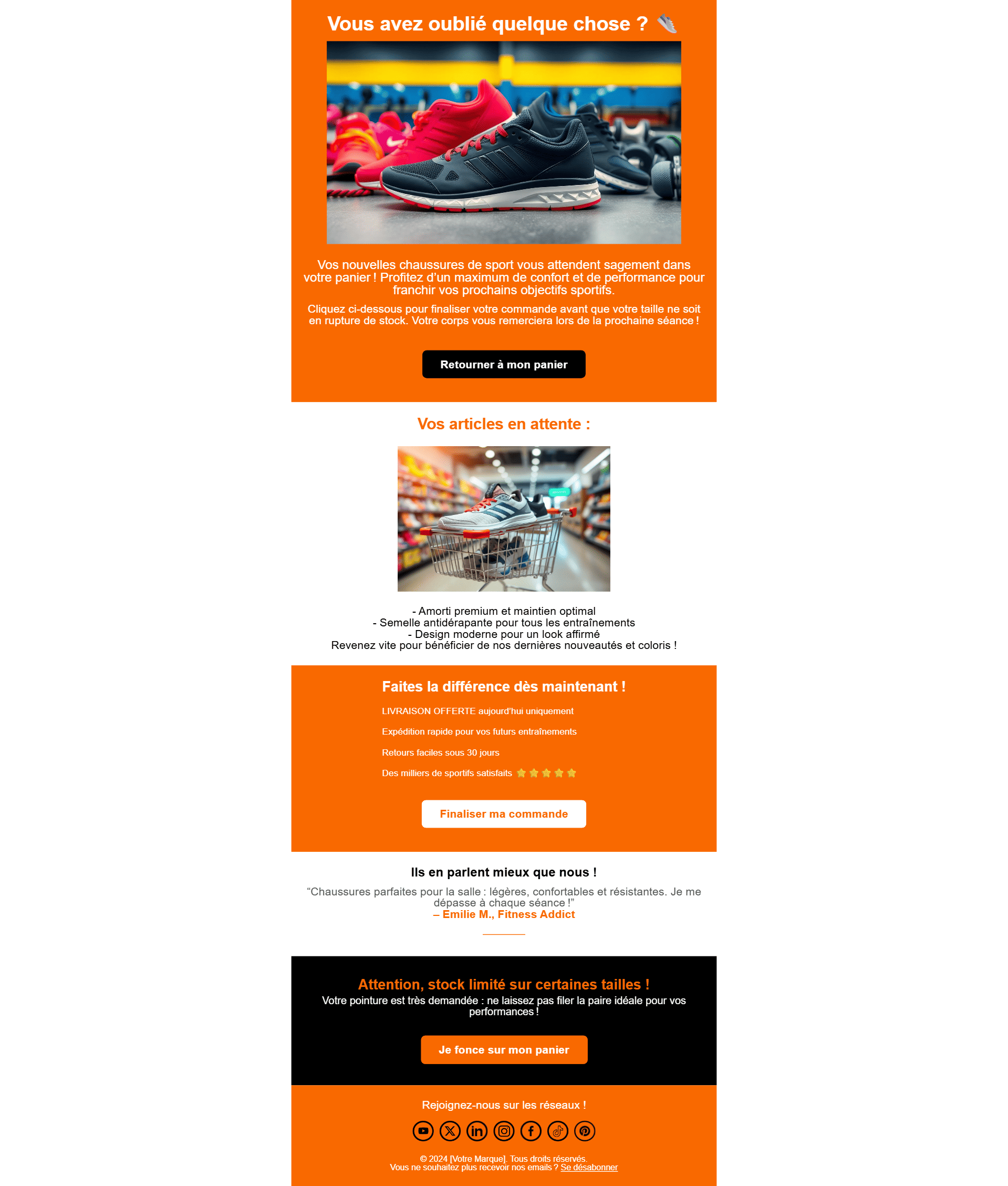 E-mail de panier abandonné