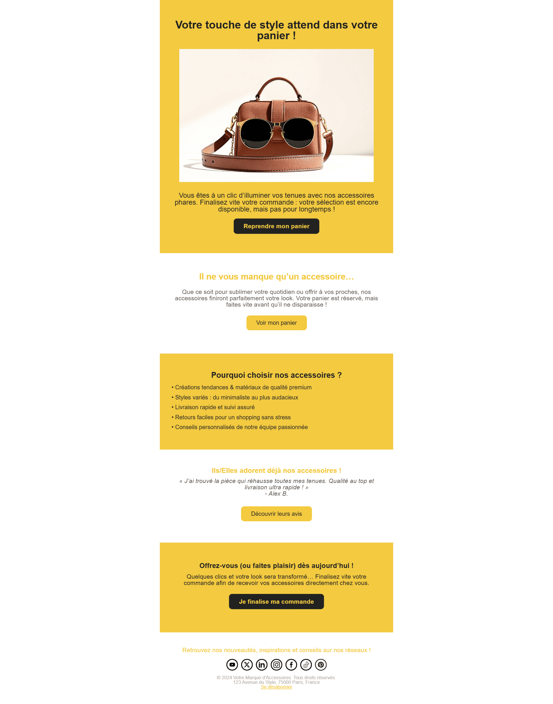 E-mail de panier abandonné