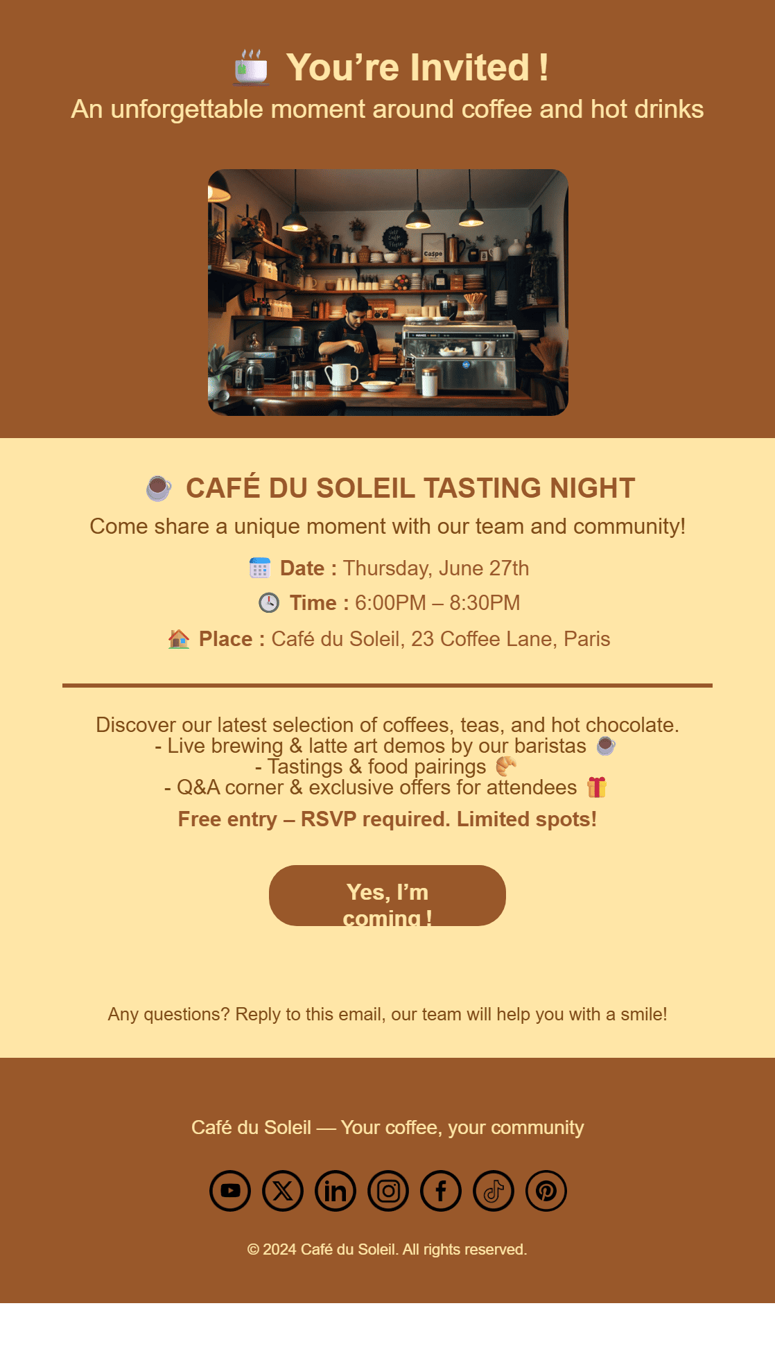 Event invitation email