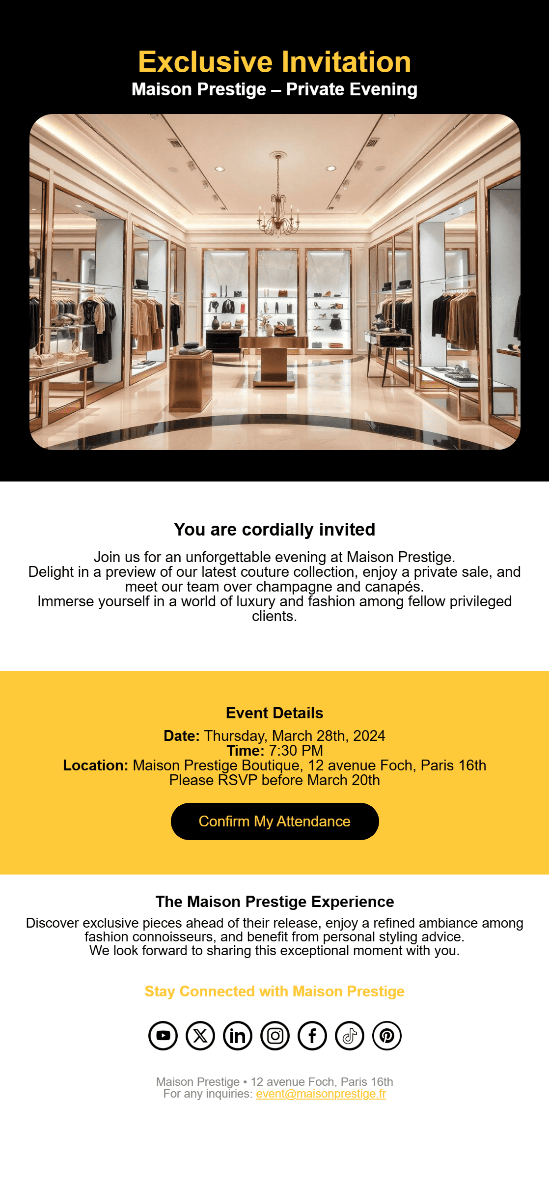 Event invitation email