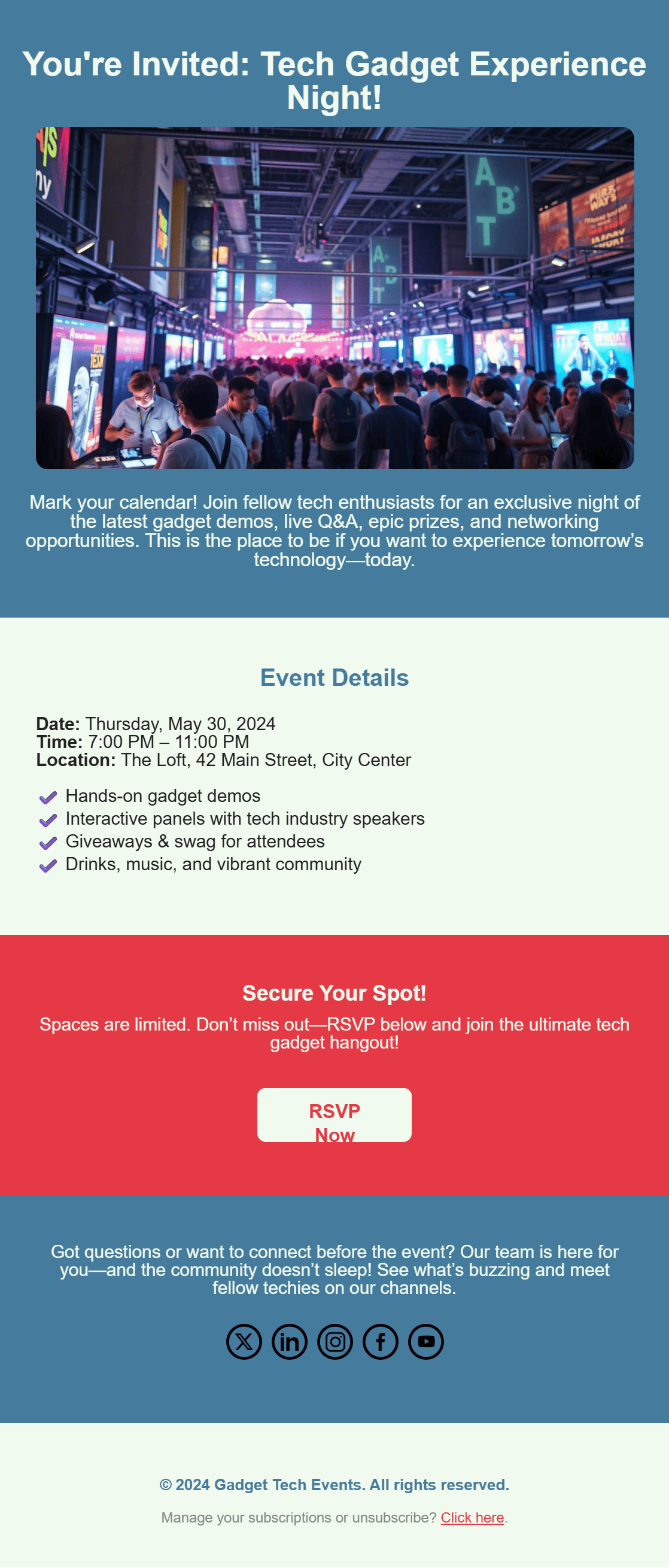 Event invitation email