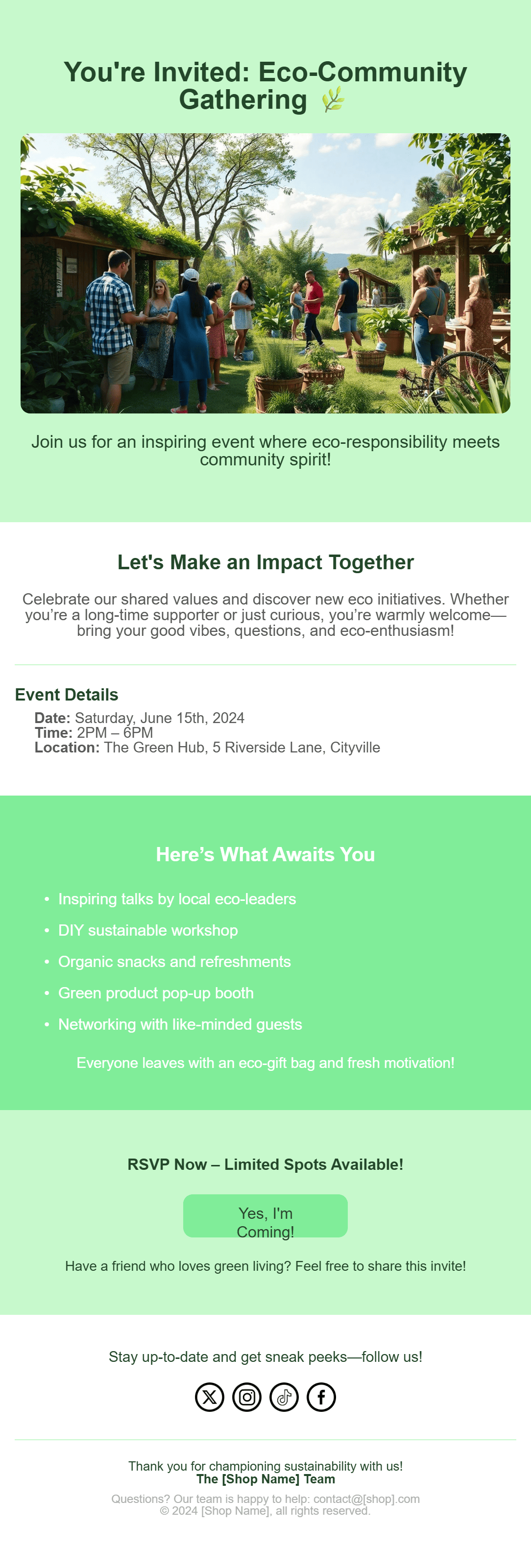 Event invitation email