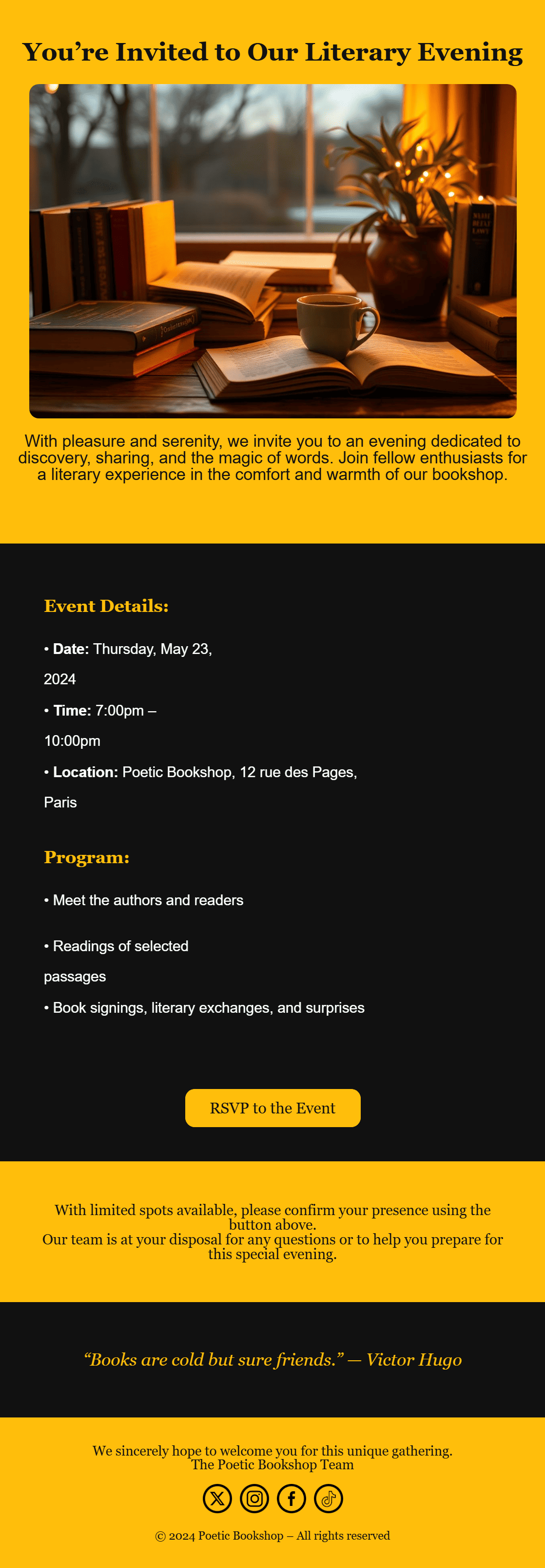 Event invitation email