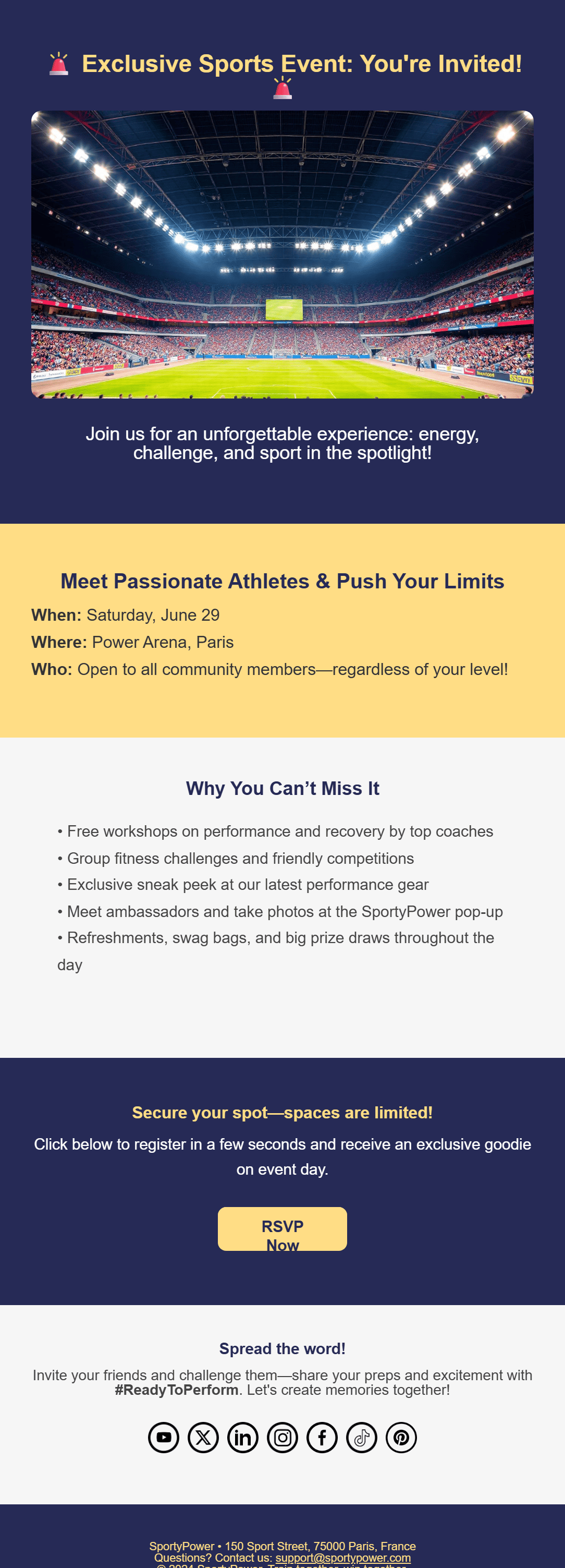 Event invitation email