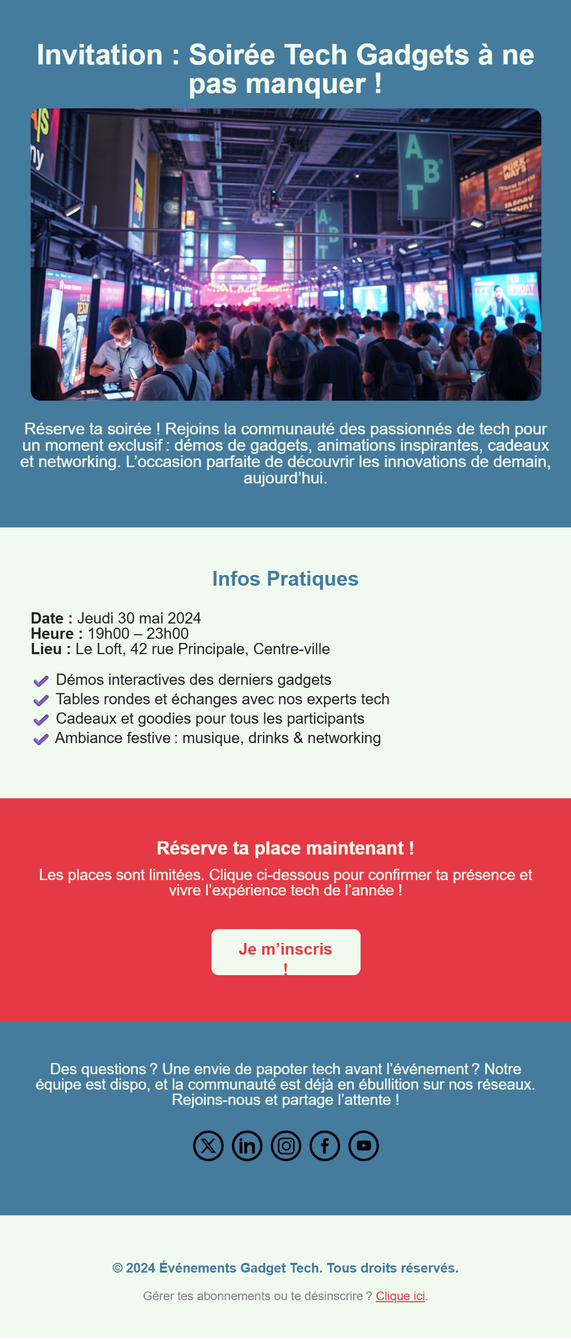 E-mail d'invitation à un événement