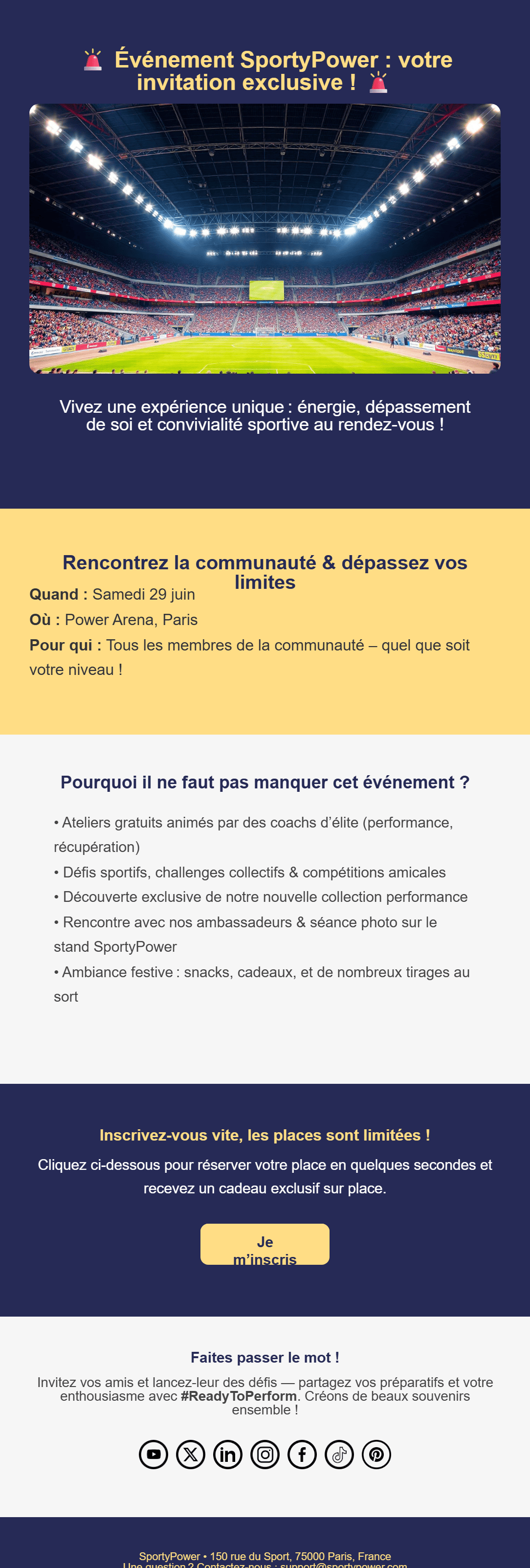 E-mail d'invitation à un événement