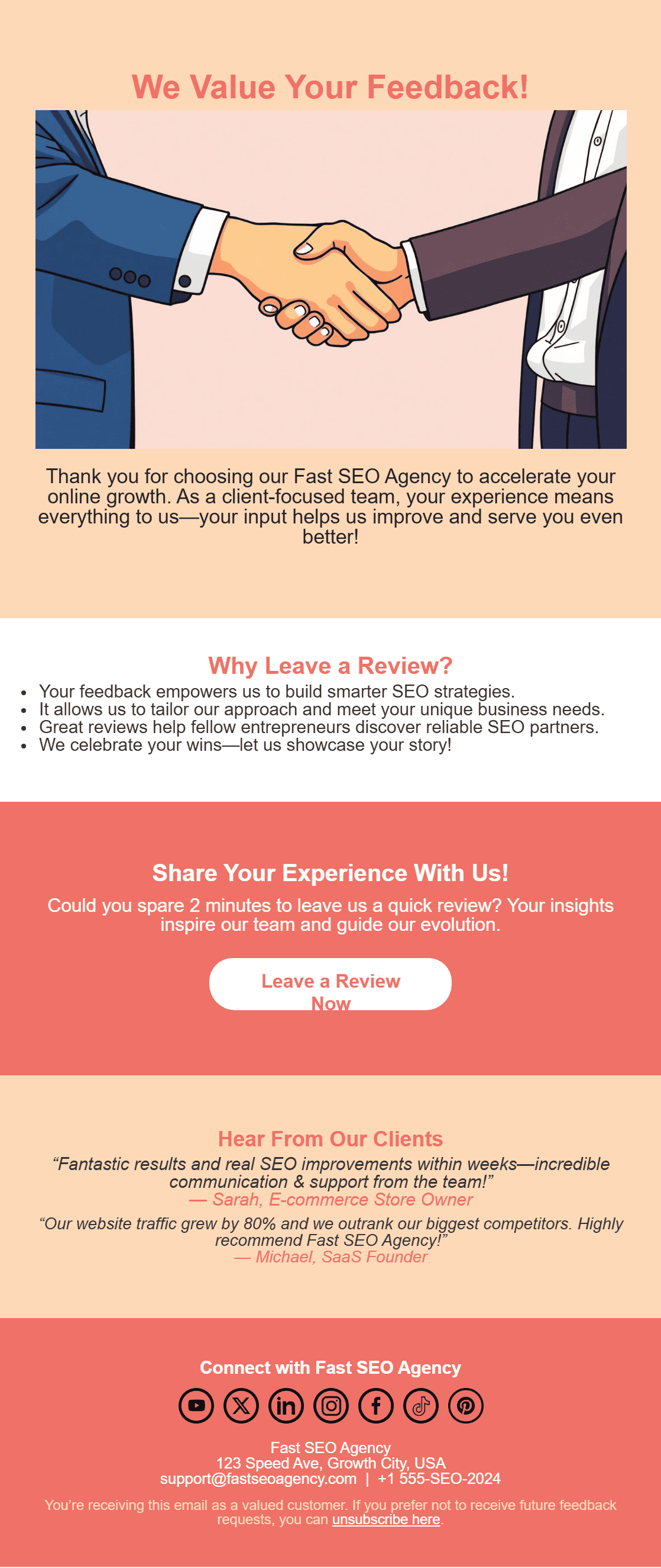 Feedback & NPS survey email