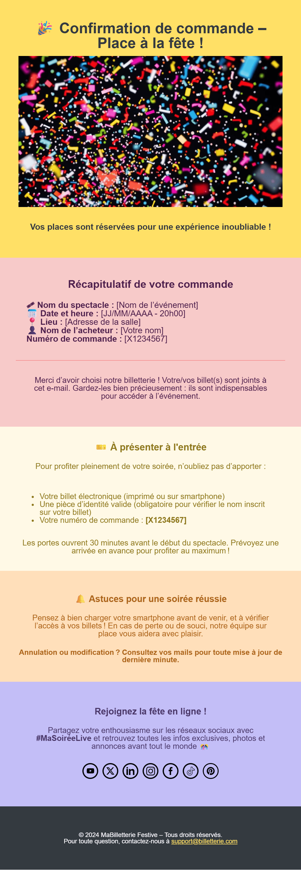 Email de confirmation de commande