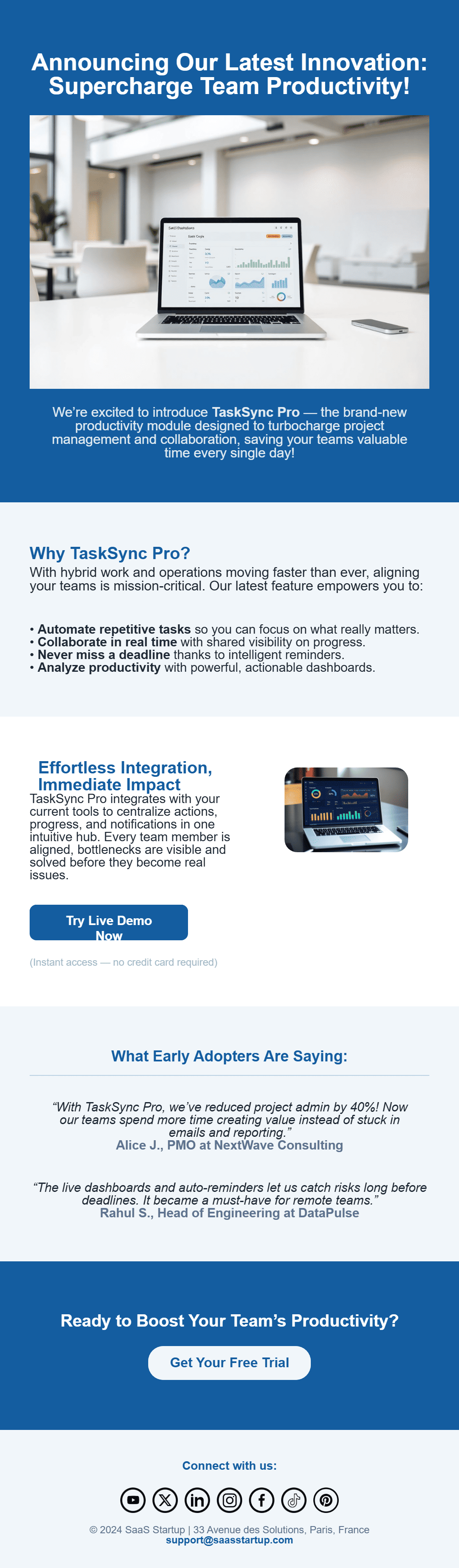 Product launch announcement email