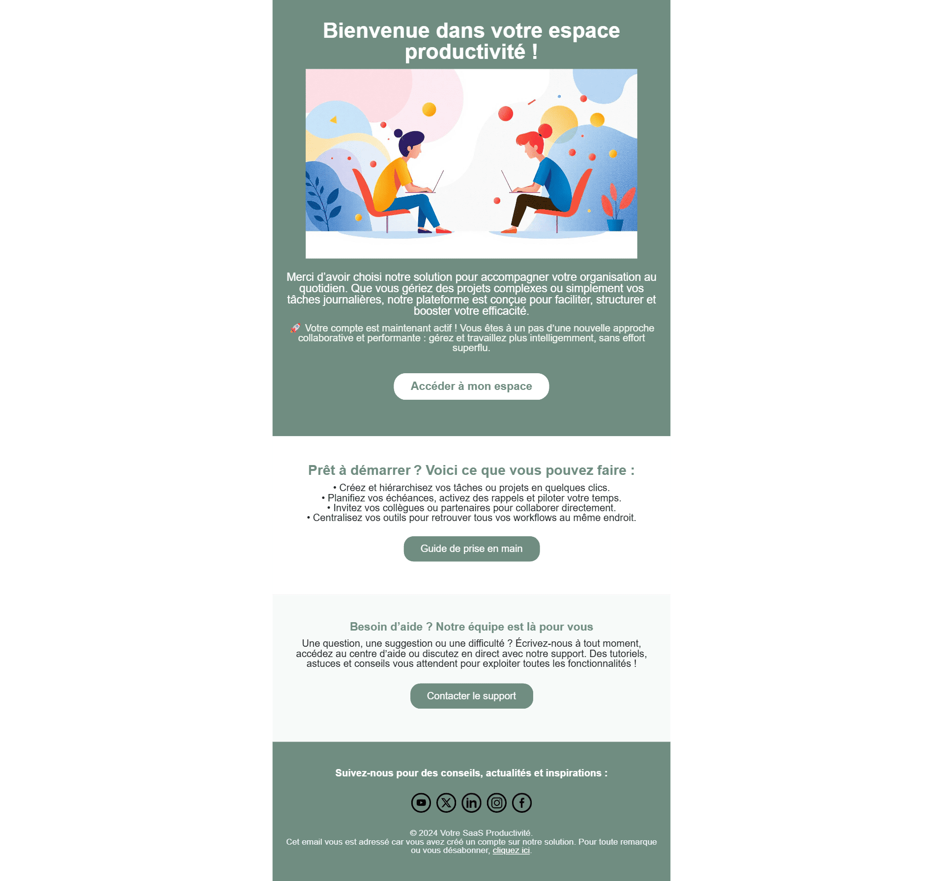 E-mail de bienvenue
