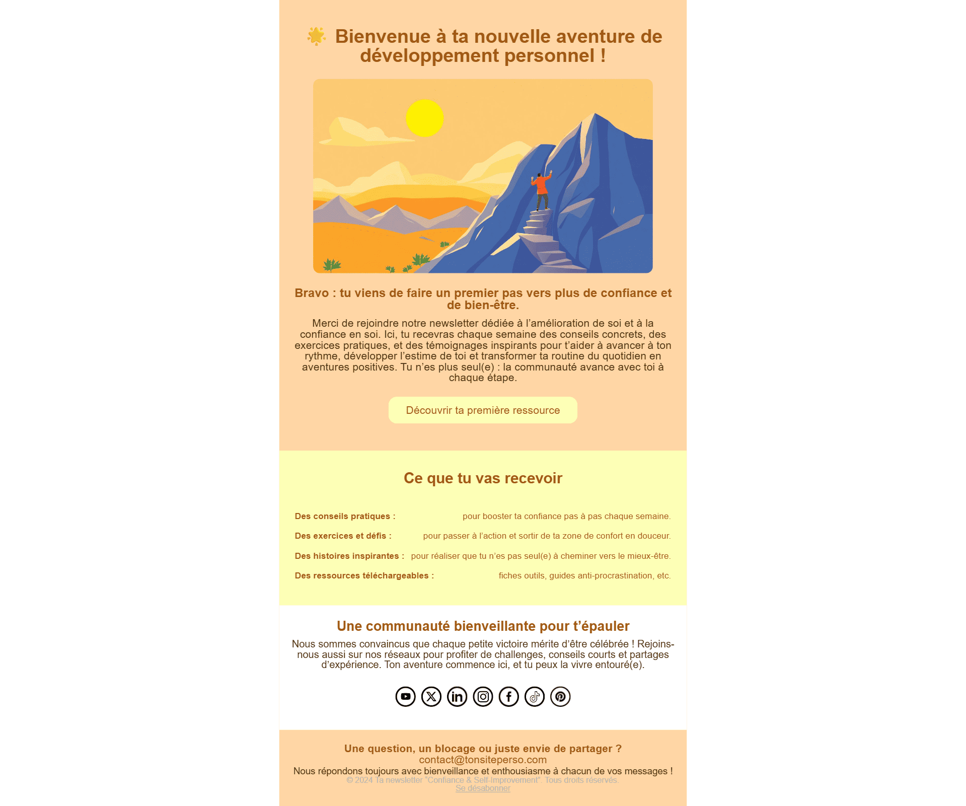 E-mail de bienvenue