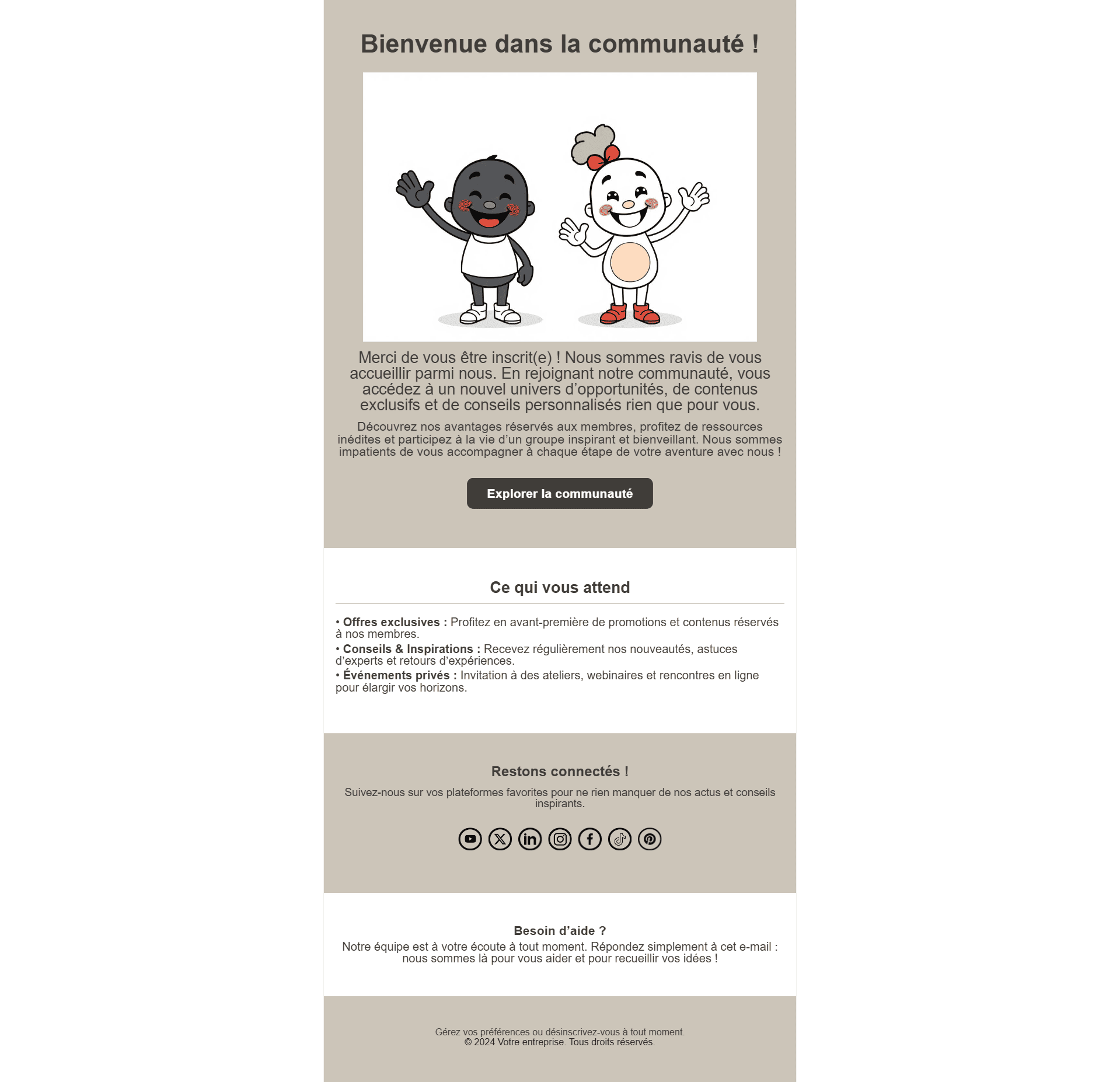 E-mail de bienvenue