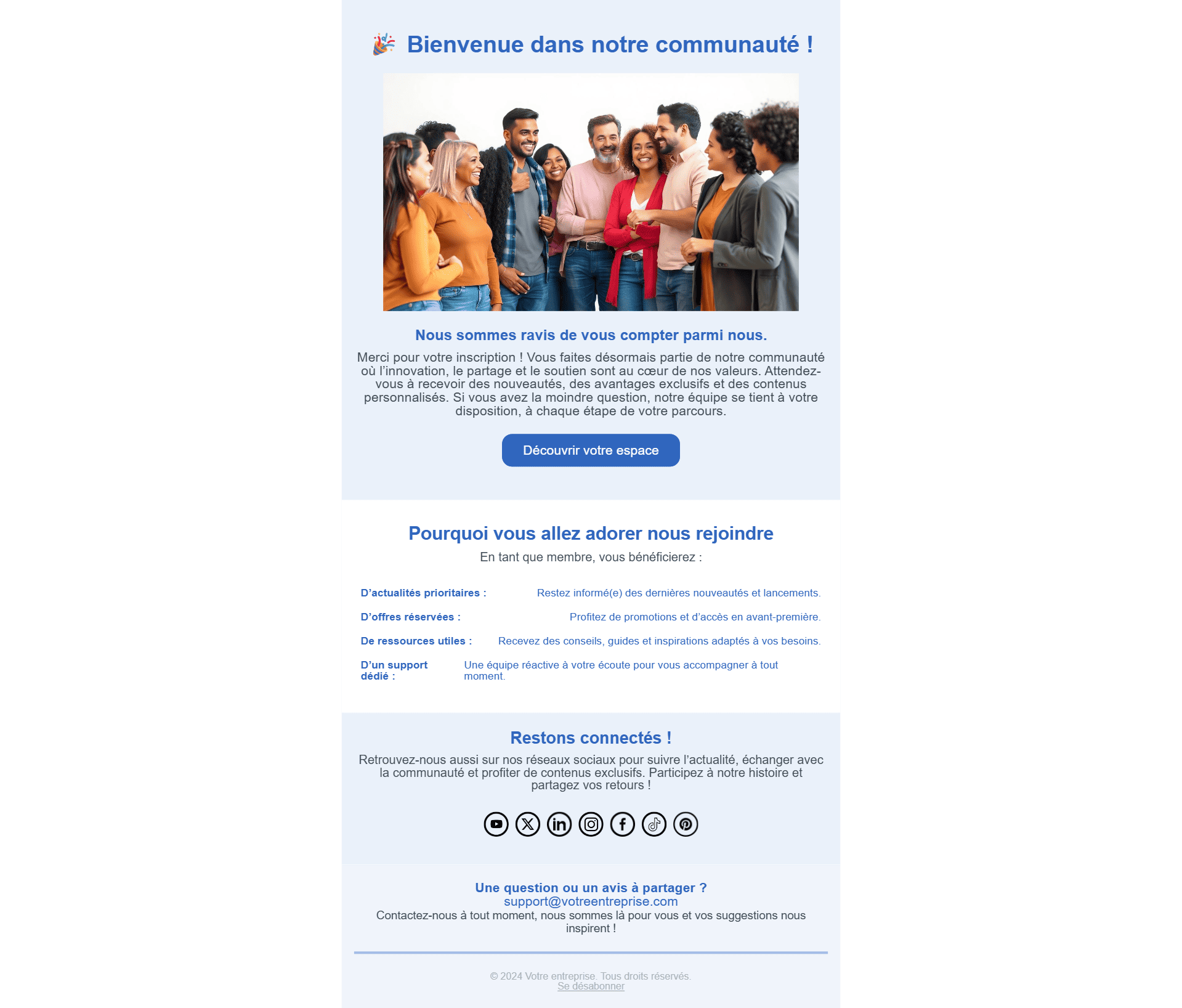 E-mail de bienvenue