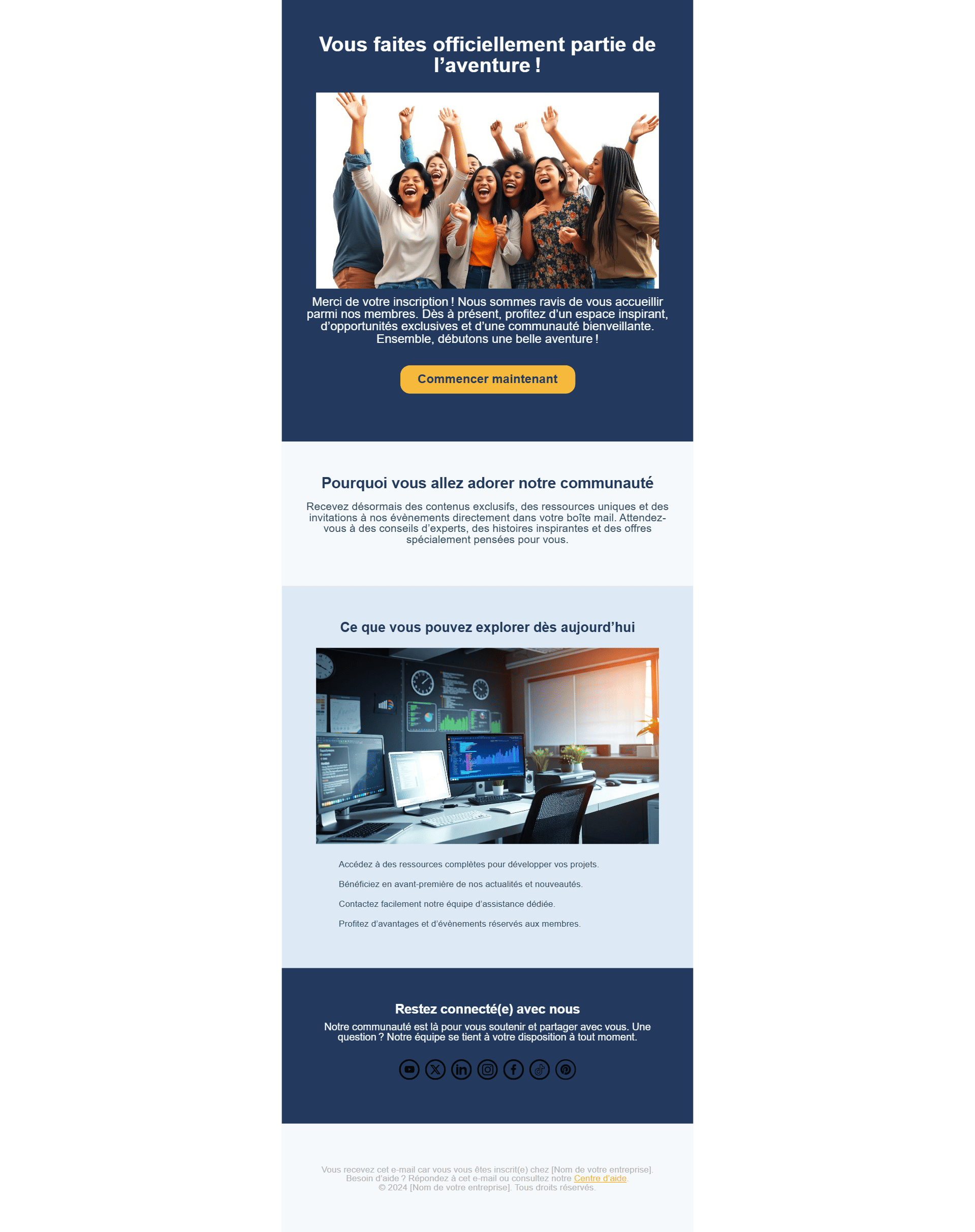 E-mail de bienvenue